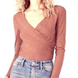 CAMEL COLOR WRAP TOP * SIZE LARGE * WORN ONCE!